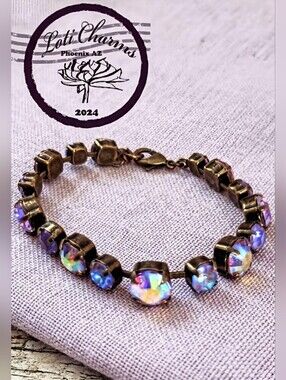 Swarovski Crystal Tanzanite Sparkles & Purple AB Tennis Classic Brass Bracelet